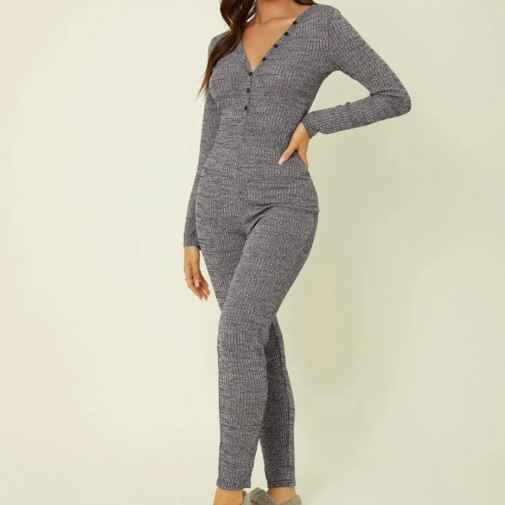 Button half placket jumpsuit